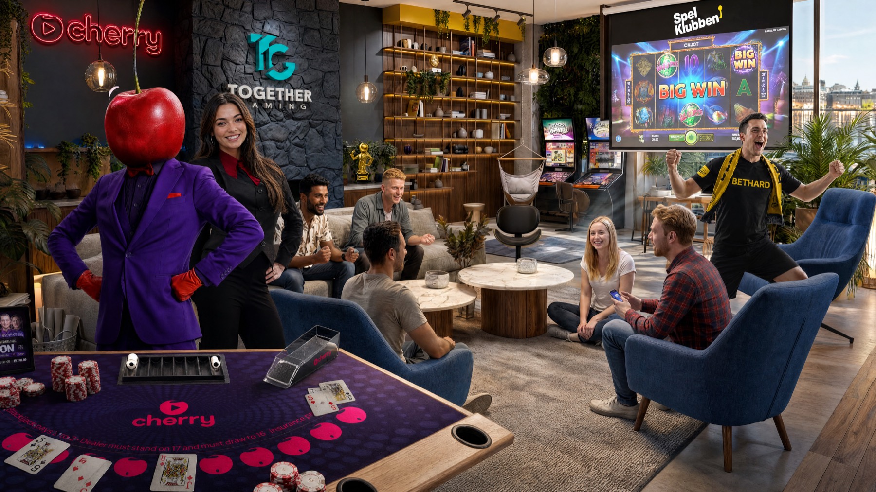 The Cherry With Friends brands together in one room — Cherry, Together Gaming, Spelklubben and Bethard.